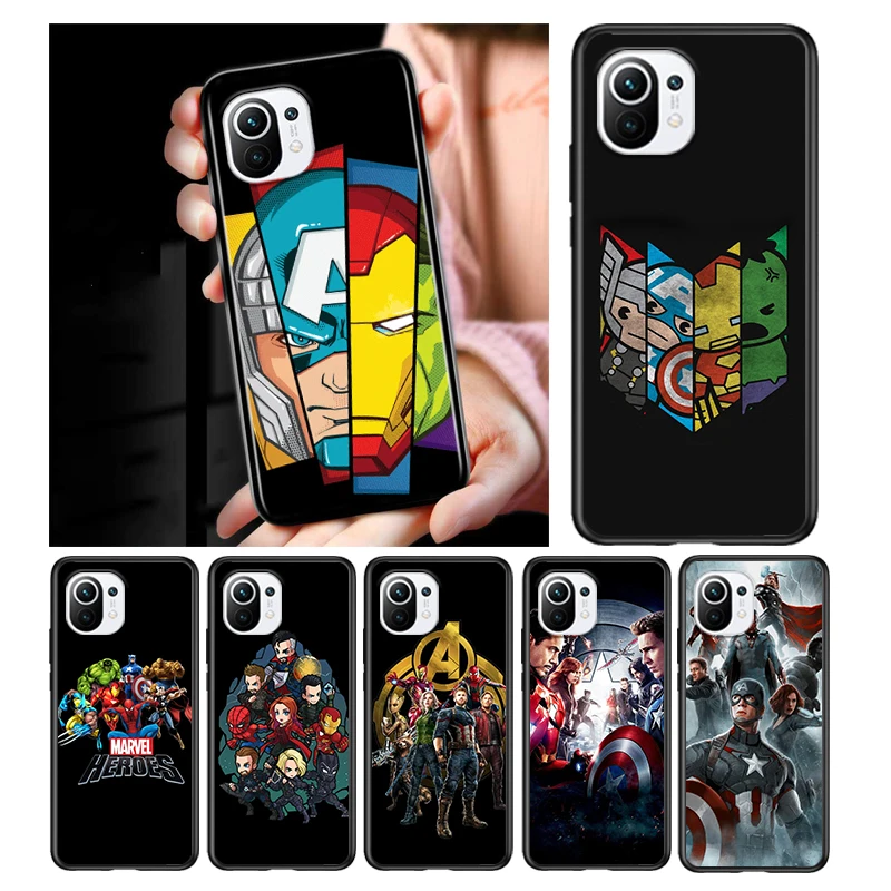 

Marvel Avengers Super Hero for Xiaomi Mi 11 10 Ultra 11T 10T Note10 Pro Lite 11i 10i 10S 5G Soft Black Phone Case Cover