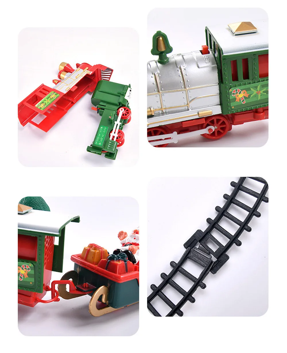 

Christmas Electric Rail Car Train Christmas Train Set Railway Tracks Toys children's electric educational music train