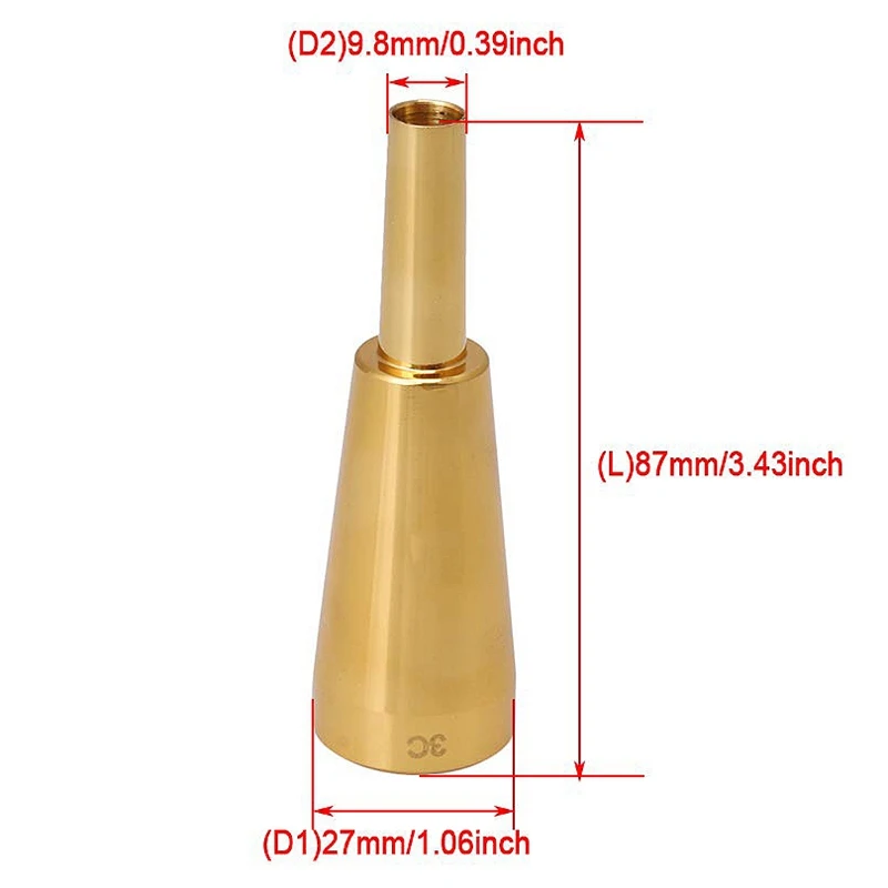 3C Trumpet Mouthpiece Gold Meg Metal for Yamaha or Bach Conn and King C | Спорт и развлечения