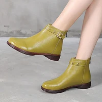 gktinoo new ankle boots women round toe flat heels genuine leather shoes short boots soft sole footwear plus size 35 43