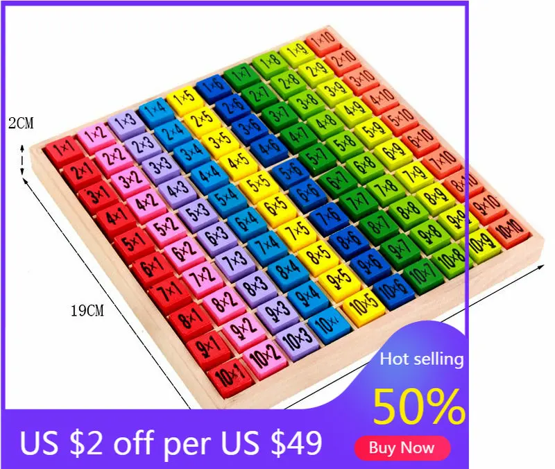 Детский деревянный цифровой стол для умножения 99 математическая тренировка 10*10