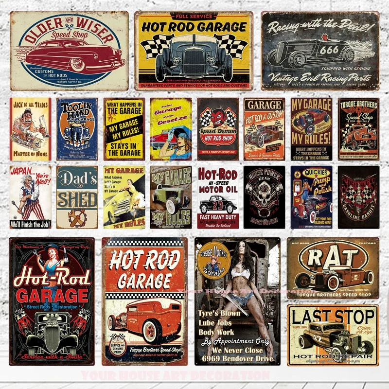 Газовое масло для гаража металлическая жестяная вывеска бар полный сервис