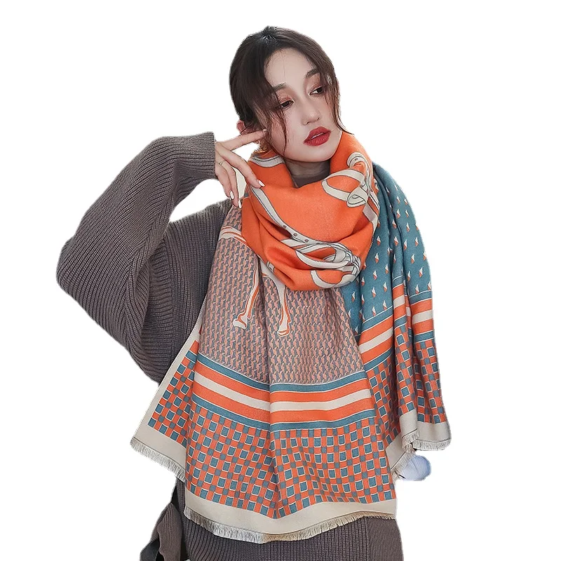 

Роскошный зимний шерстяной шарф, кашемировые толстые мягкие теплые шарфы из пашмины, Женская шаль, шарфы, зимние шарфы