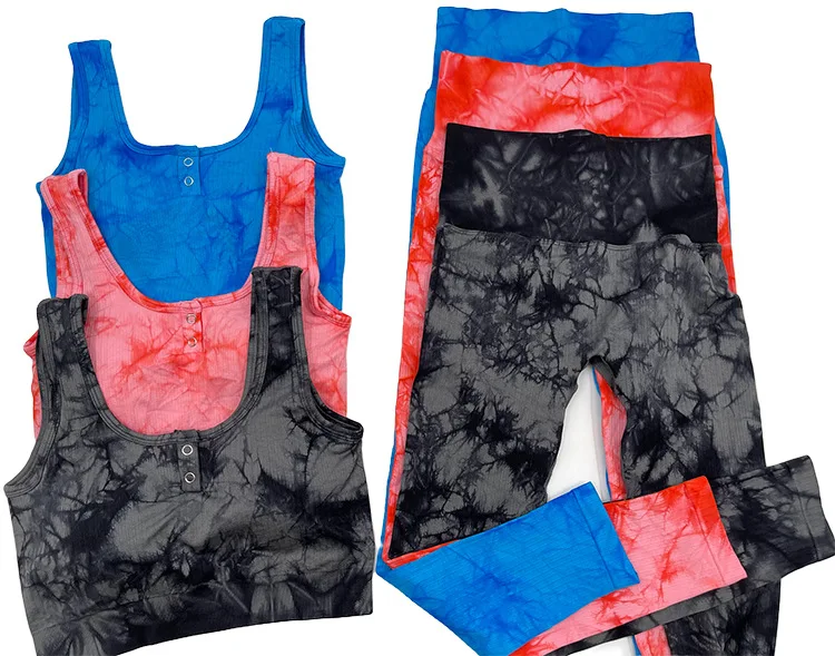 Женский однотонный бесшовный спортивный костюм из двух предметов