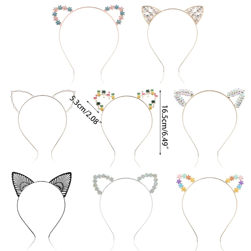 

Cat Ears Headband Rhinestone Cat Hair Bands Crystal Hair Hoop Women Girls Hairband Party Decoration Headdress