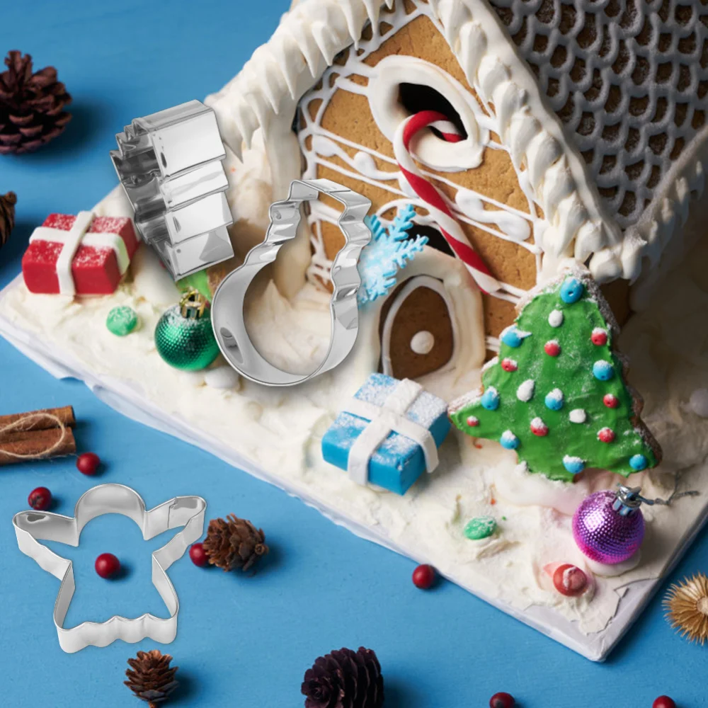 

11Pcs Cookie Tools Christmas Cutter Stainless Steel Gingerbread Men Snowman Santa Claus Shape Fondant Baking Mould Cookie Stamp