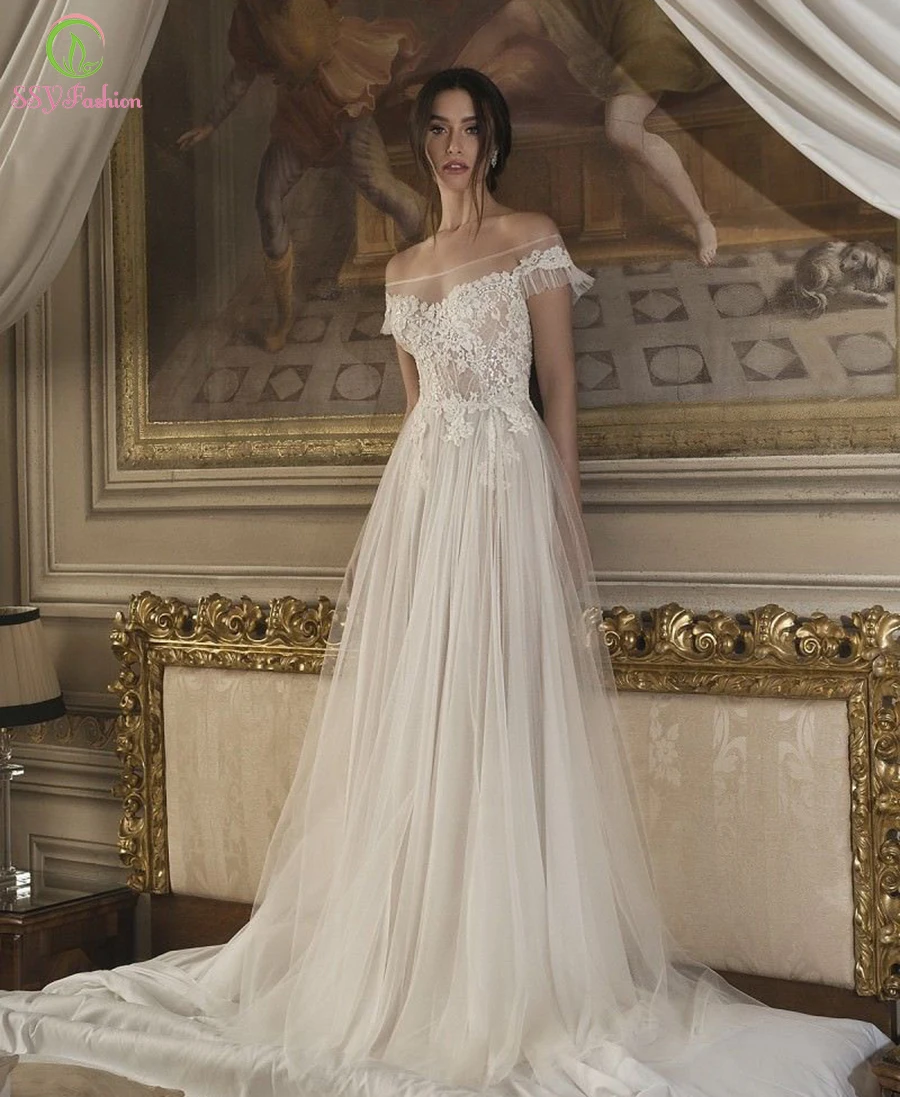 

Женское кружевное вечернее платье SSYFashion, белое, на заказ