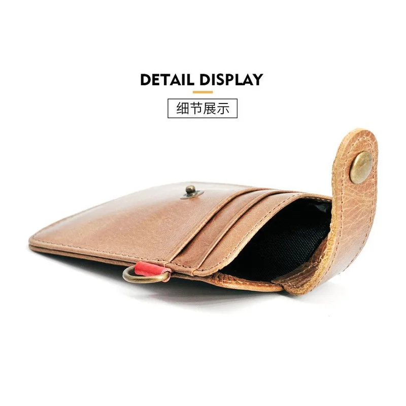 Коричневый тонкий чехол для карт кожаный кошелек мужчин и женщин двойной