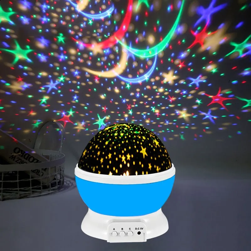 

Romantic LED Star Projection Lamp Colorful Starry Sky Rotating Star Light USB Night Light Battery Projector Lamp for Kids Room