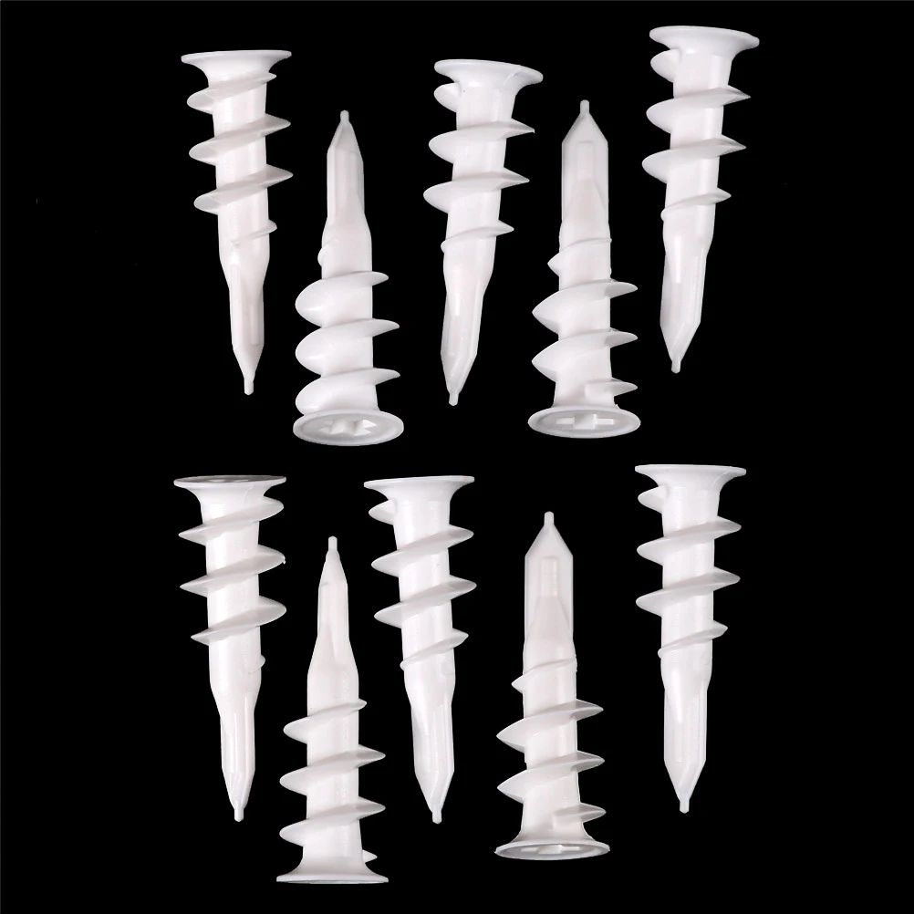 

10PCS White Plastic Self-Tapping Screws Threaded Drywall M12 /42MM-POM Plastic Expansion Bolts