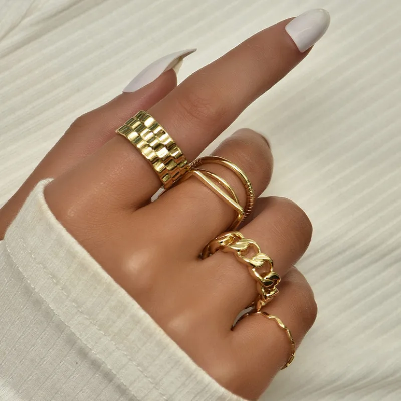 

Rings for Women Charm Jewelry Vintage 6 Alloy Pcs/set Finger Ring Set