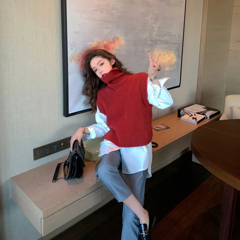 Весна Осень 2020 новая Корейская версия однотонной рубашки с длинными рукавами