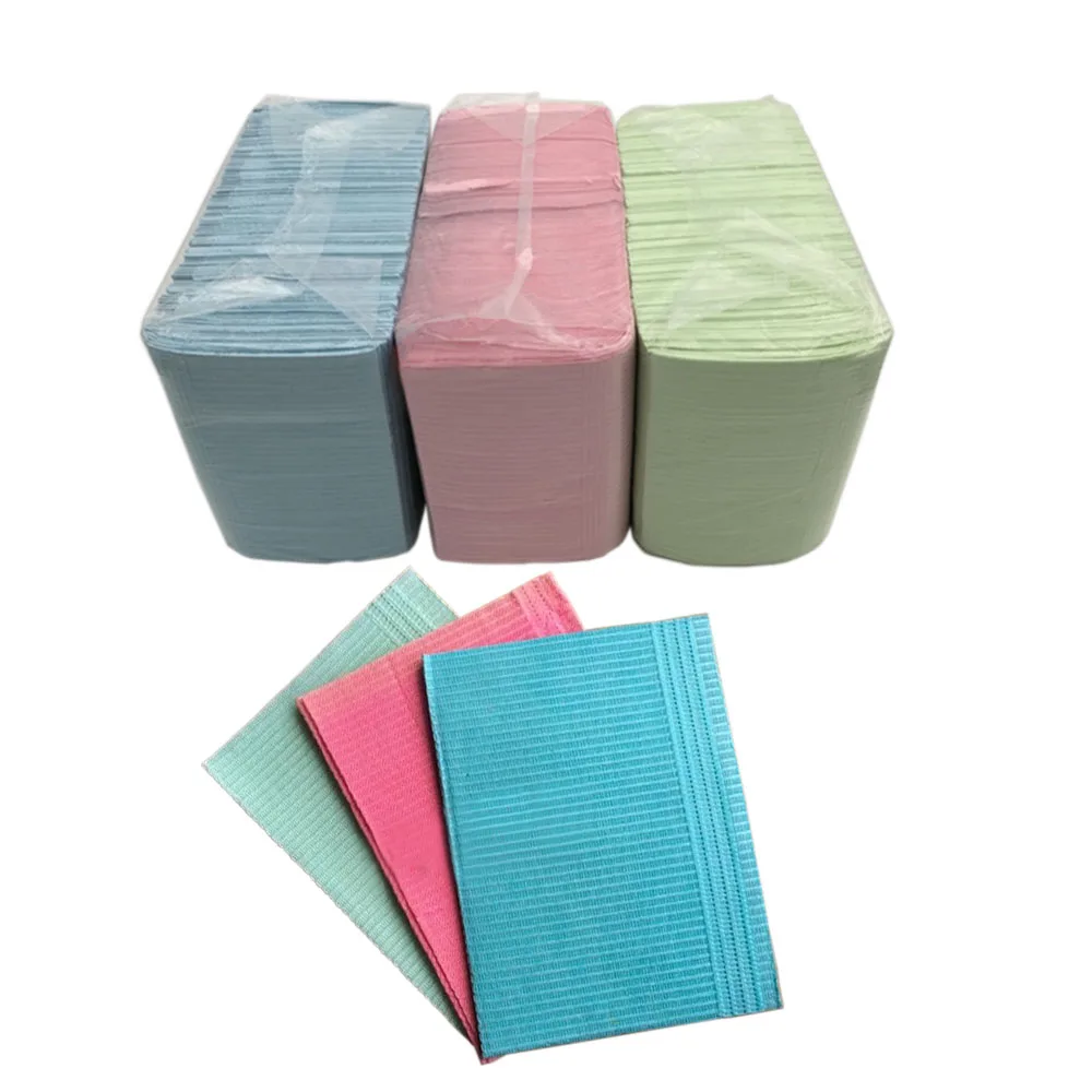 1 посылка зубные нагрудники пациента (125 штук) одноразовые 2 слойная ткань и ply поли