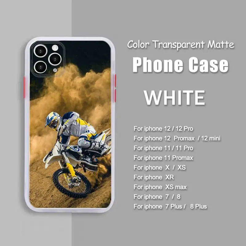

Moto Cross Motorcycle Sports Phone Case For iPhone 12 Mini 11 Pro Max X XR XS Max 7 8 Plus Soft Bumper Transparent Matte Cover