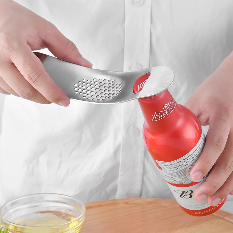 

Stainless steel garlic press press press two in one bottle opener manual garlic chopper chopper fruit and vegetable tools