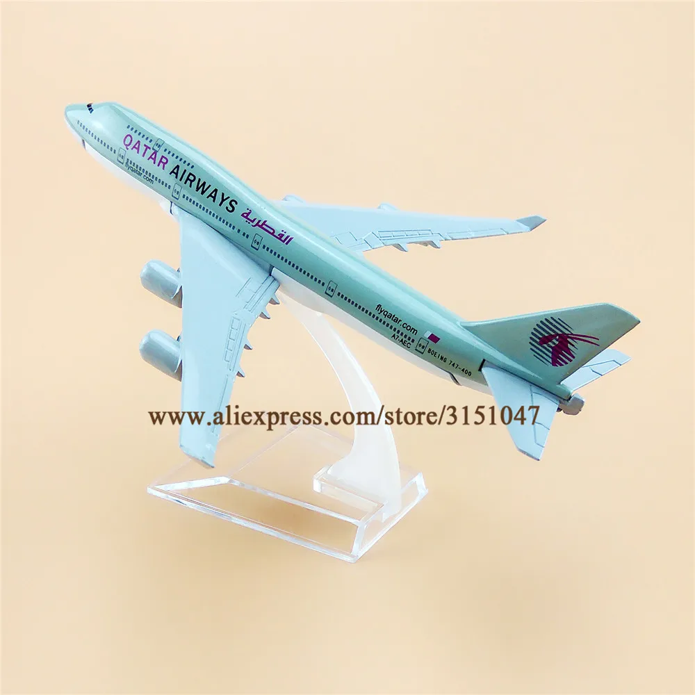 Модель самолета из металлического сплава 16 см авиаперевозки Катар Боинг 747|gift|gift