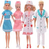 2022 new arrival clothes for doll and ken doctor nurse uniform 2 pcs set with hat accessories for barbie doll toys 11 5 inches