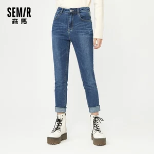 Женские узкие джинсы SEMIR, эластичные брюки из денима с отворотами, осень 2020