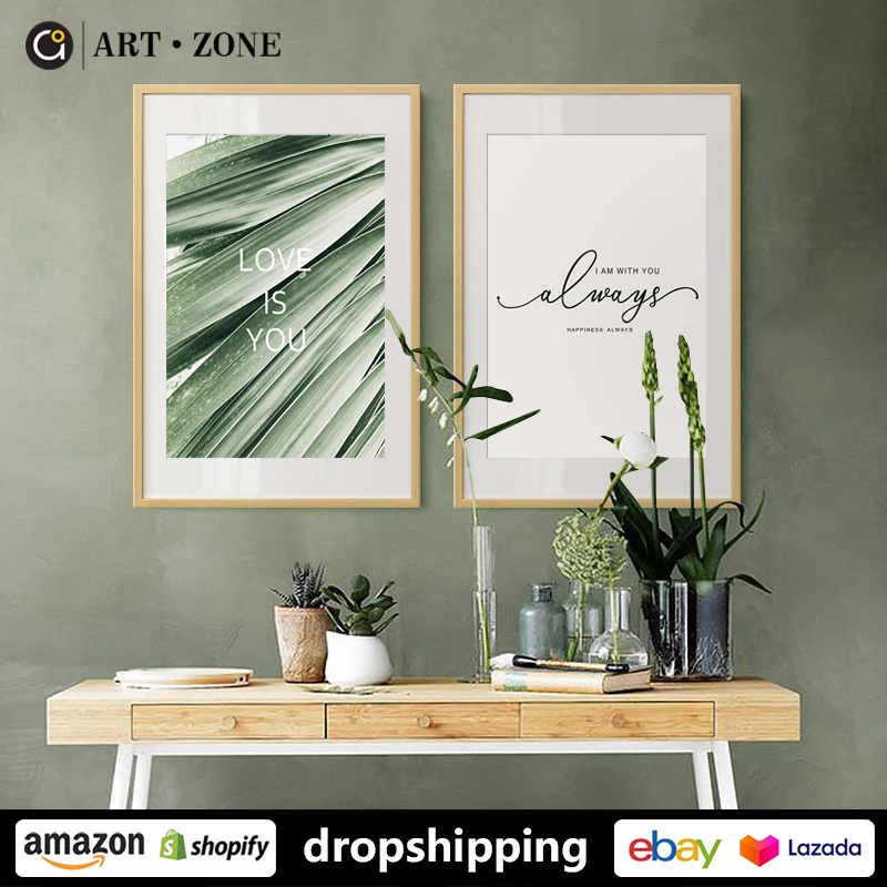

ART ZONE Nordic Green Plant Modern Creativity Home Decor prints Wall Art Canvas posters Artwork living room bedroom Printing