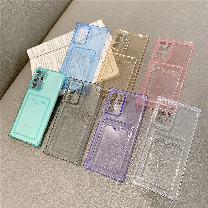 

Wallet Card Slots Transparent Phone Case For Samsung Galaxy S22 S21 Ultra A72 A52 A42 A32 A22 A12 Soft Silicone Shockproof Cover