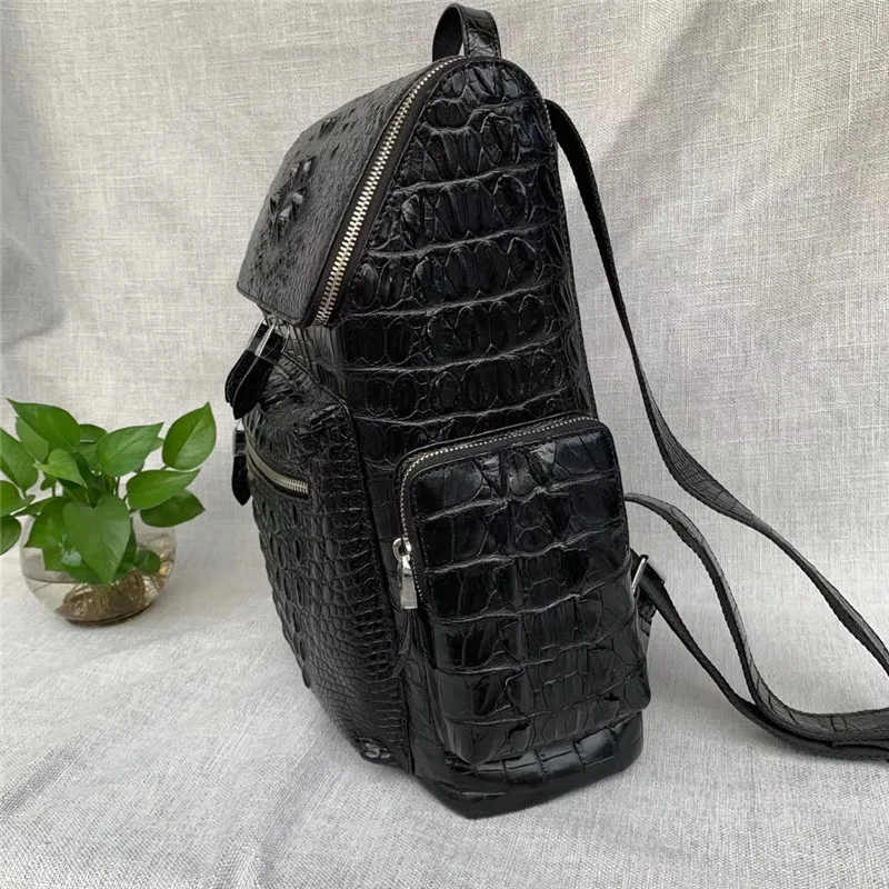 Повседневный мужской рюкзак из натуральной крокодиловой кожи сумка на молнии