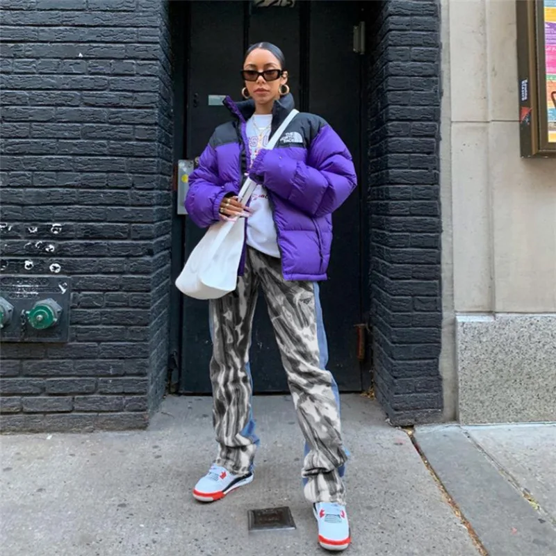 

Женские брюки с высокой талией, длинные широкие брюки составного кроя с цветочным принтом, осень 2021