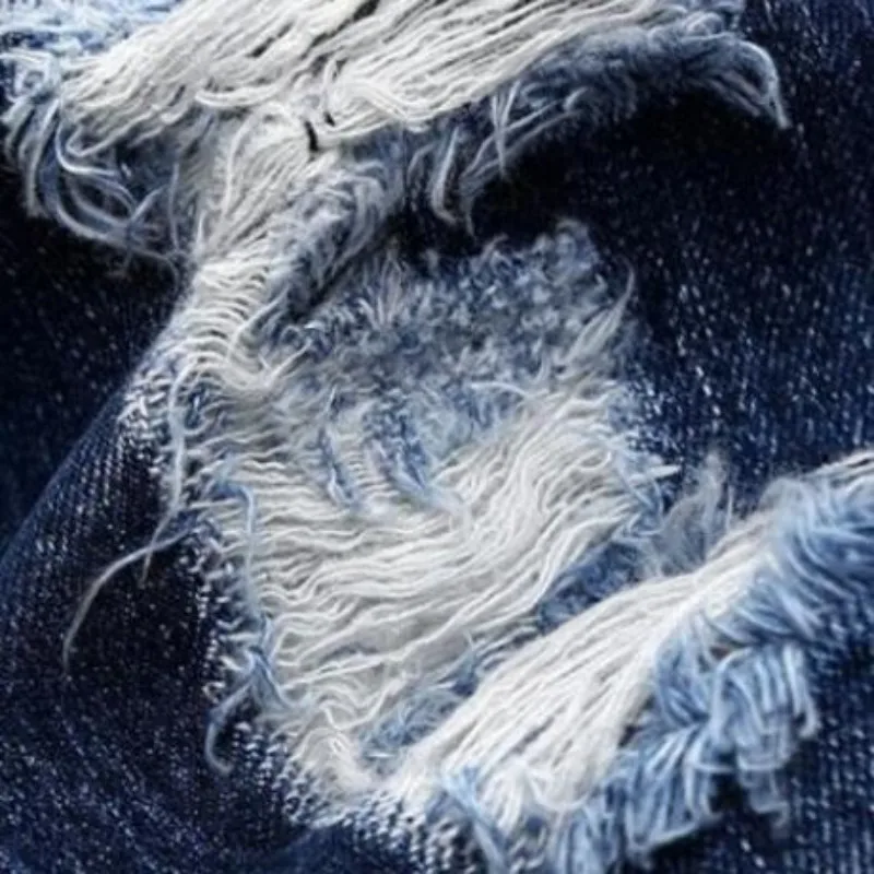 Мужские джинсы в стиле панк рваные джинсовые брюки с дырками модные ковбойские