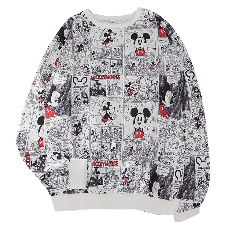 

Модные Повседневные тонкие свитшоты с мультяшным принтом Disney, женские свободные свитшоты в Корейском стиле с Микки Маусом