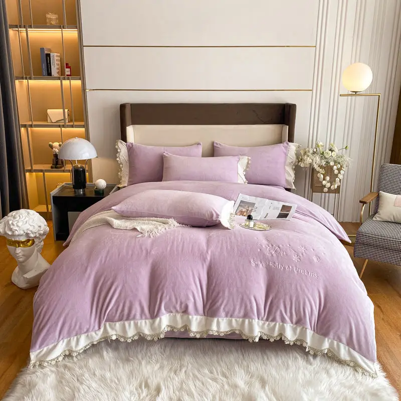 Комплект постельного белья из молочного волокна кружевное покрывало роскошный