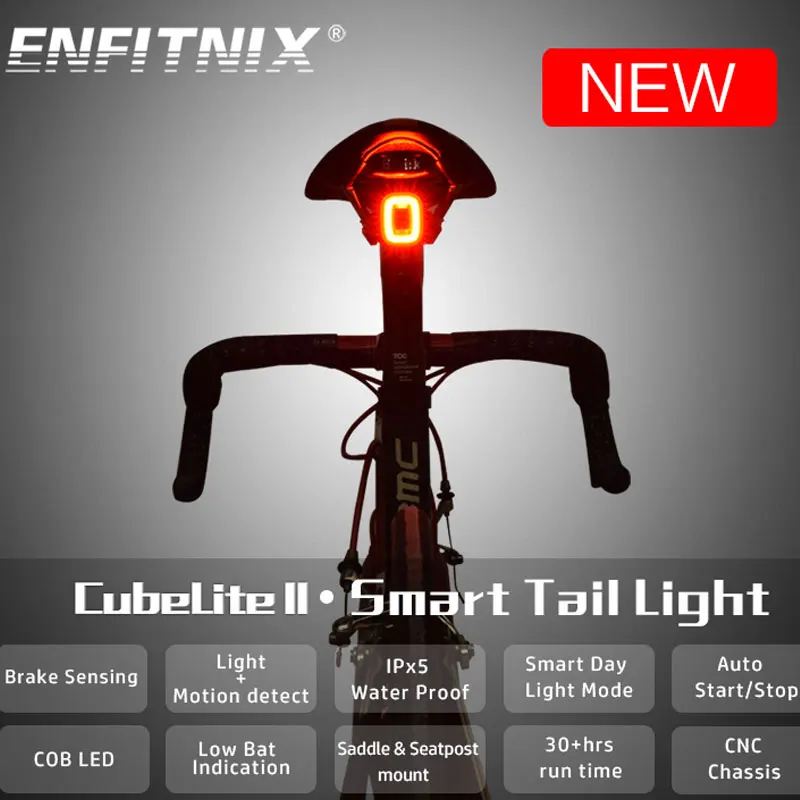 

Enfitnix cubelite 2 Bicycle taillight intelligent induction bicycle flashlight bike rear night riding waterproof LED seat tail