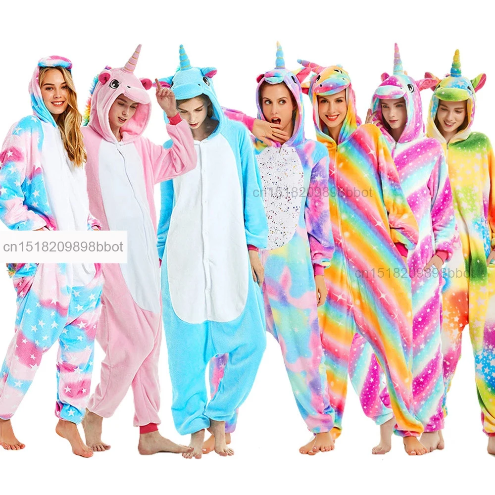 

Unicorn Onesies Unisex Winter Kigurumi Onesies Men Women Nightwear Anime Costumes Flannel Sleepwear Pajamas for Adults and Kids