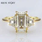 Классическое кольцо BIJOX STORY с прямоугольным Цирконом 5*10 мм, драгоценные камни, серебро 925 пробы, Золотое кольцо для женщин, обручальное кольцо