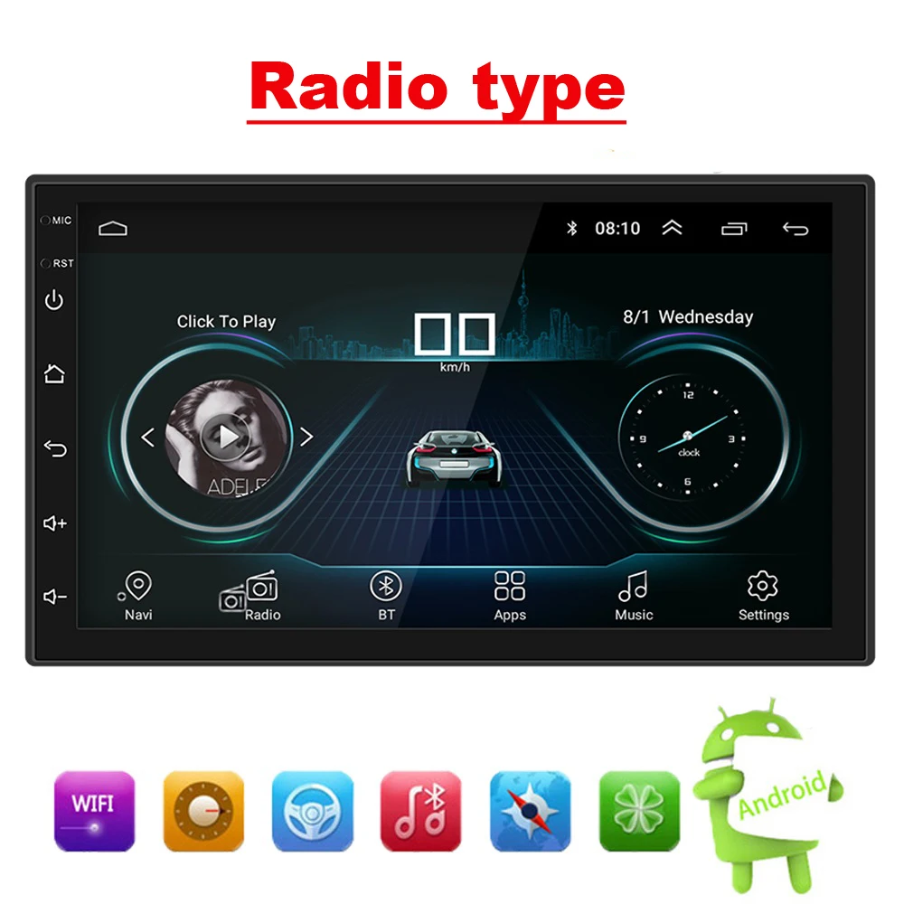 Android 8,1, автомагнитола, стерео, gps навигация, Bluetooth, wifi, универсальный, 7 дюймов, 2din, автомагнитола, стерео, четырехъядерный, мультимедийный плеер, аудио
