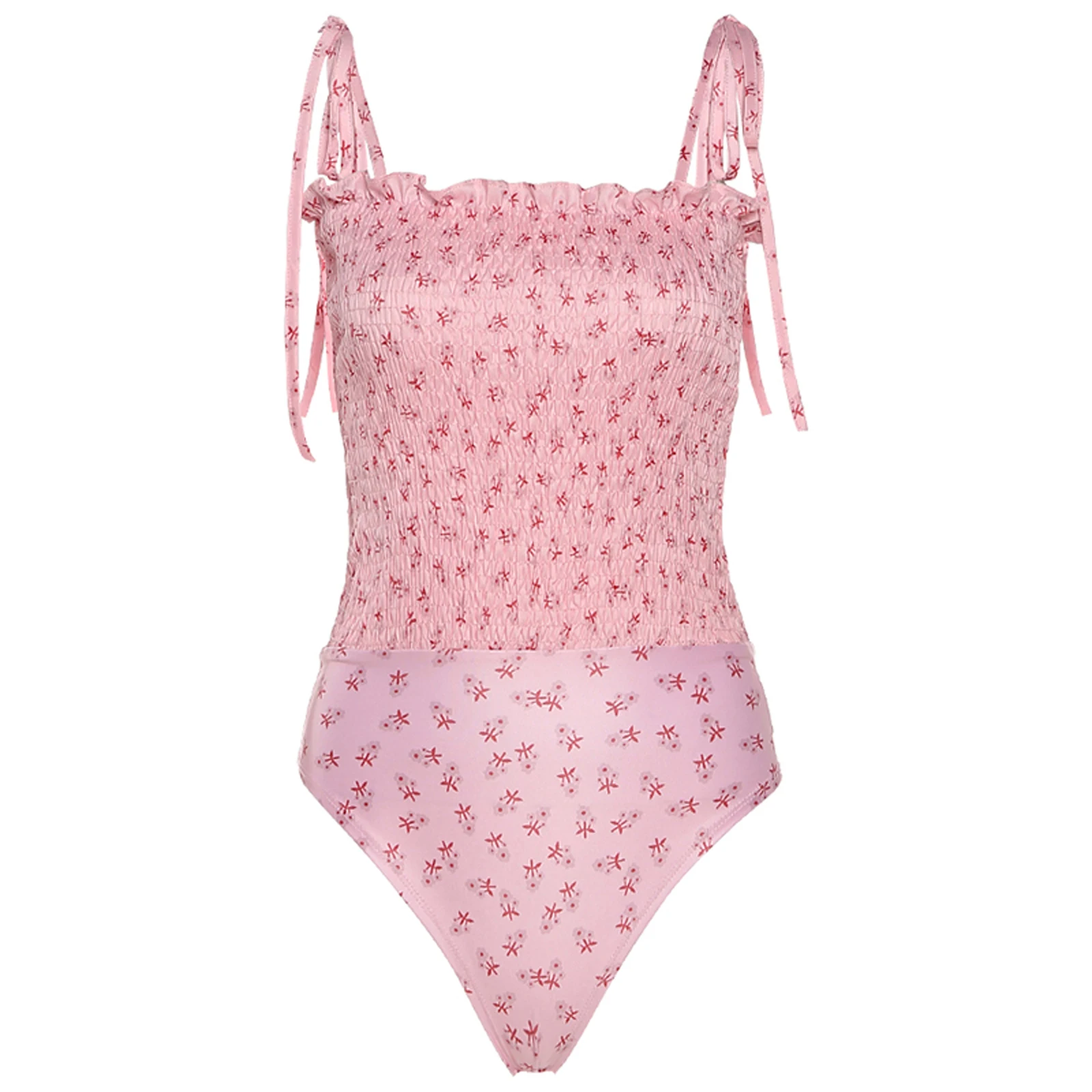 

Summer Sexy Women Bodysuit Pink Flower Printed Sleeveless Bodysuits Female Bodysuits Overalls Tops 90s Streetwear 2021