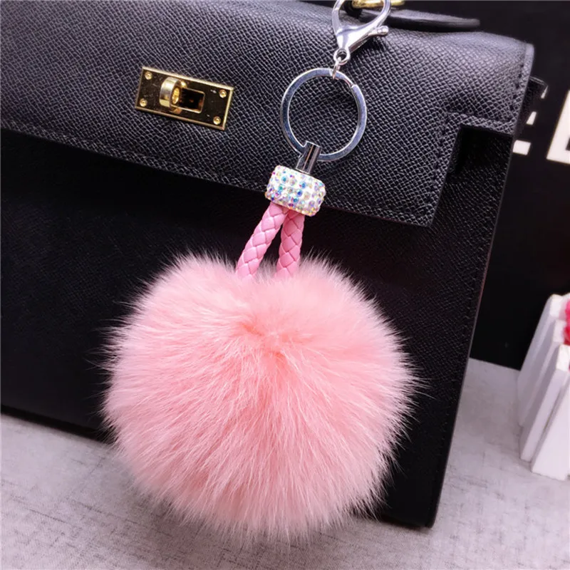Женский модный брелок с помпоном из 100% натурального большого лисьего меха