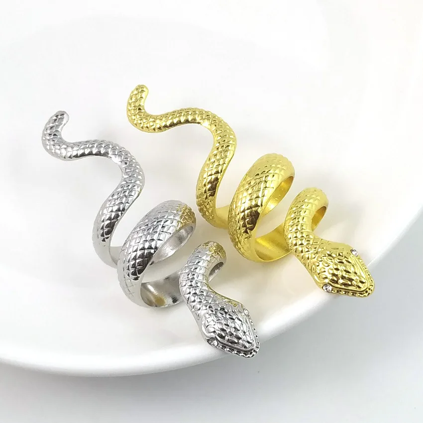 

1 Pcs Snake Ring Cobra Shaped Retro Punk Exaggerated Spirit Ring Open Ring Temperament Adjustable Ring Jewelry