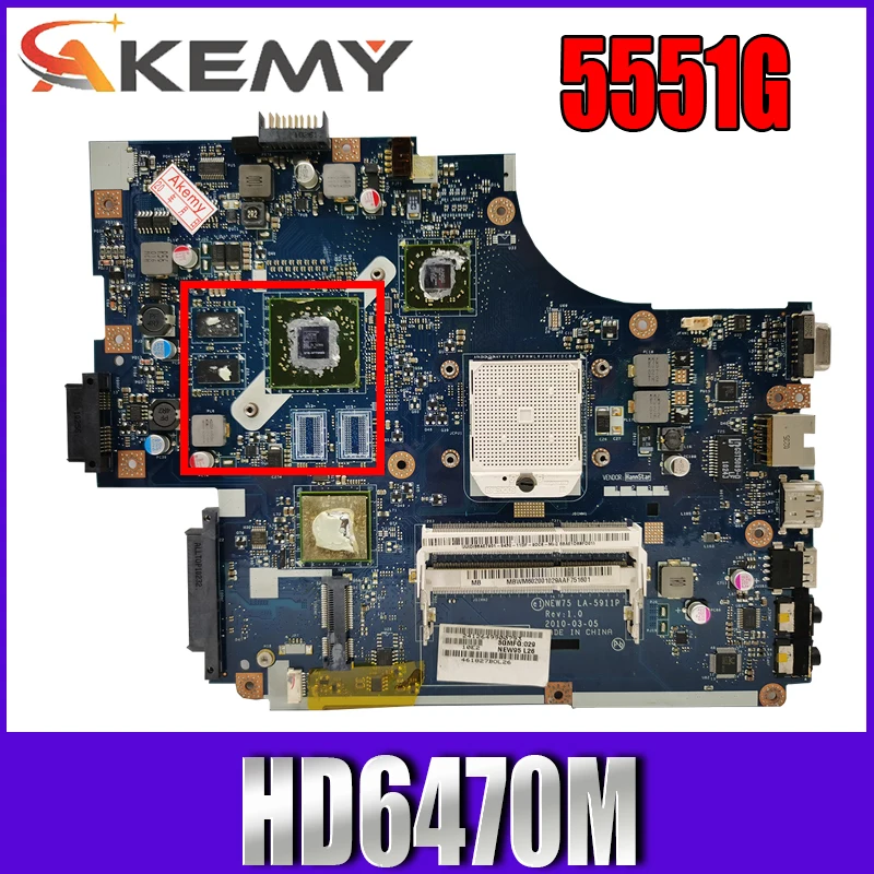 

Для Acer aspire 5551G 5552 5552G материнская плата ноутбука NEW75 LA-5911P MBWVE02001 MB.WVE02.001 DDR3 HD6470M материнская плата