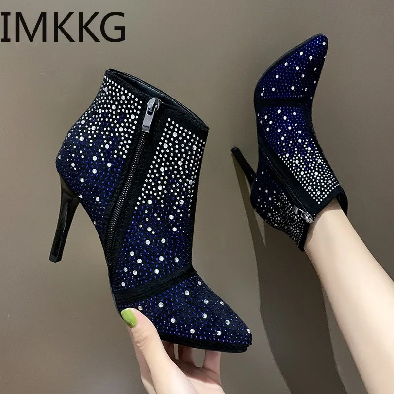 Женские ботильоны из искусственной кожи на шпильке с острым носком молнии весна