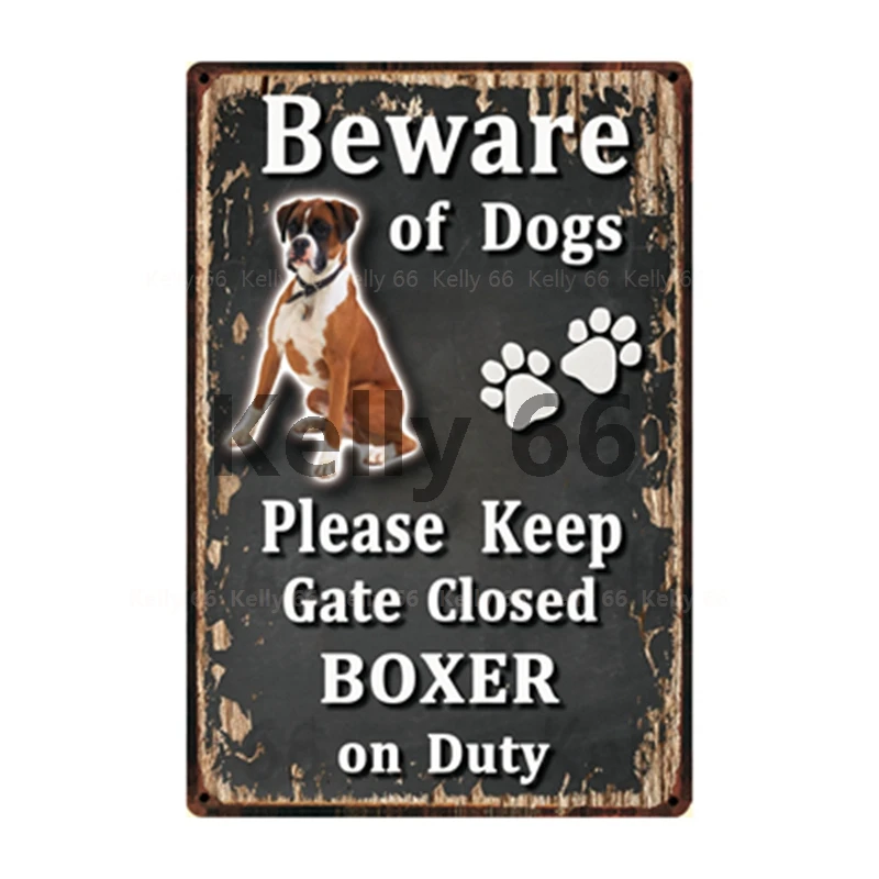 [Kelly66] Остерегайтесь собак боксеры Чихуахуа борзой оловянный плакат