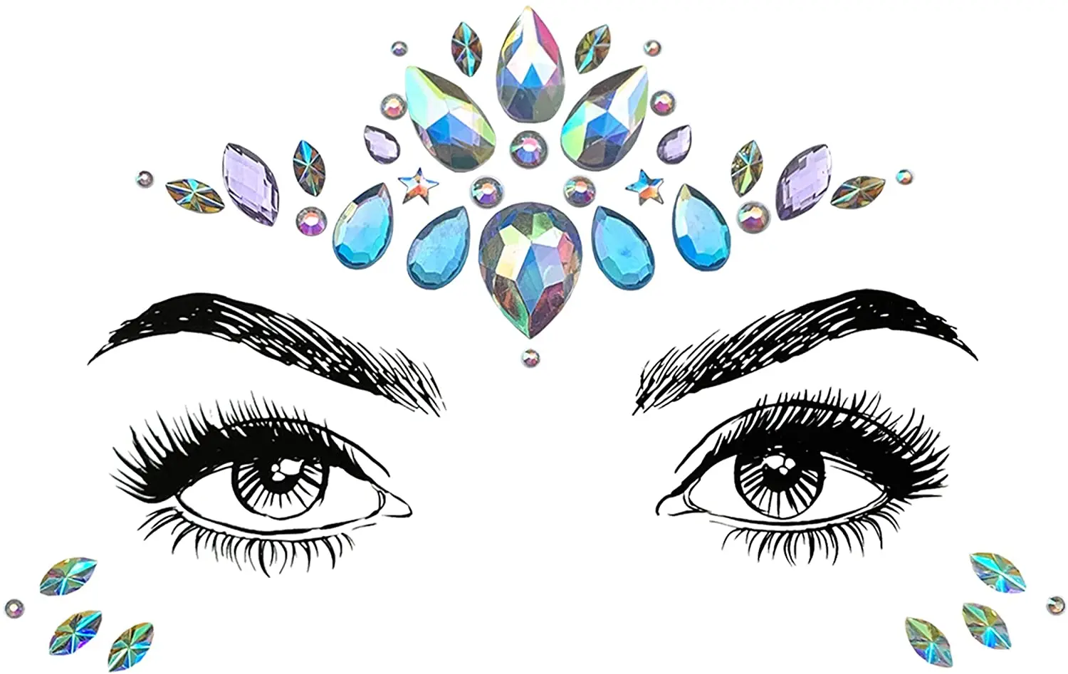 

8PCS Mermaid Face Gems Glitter Rhinestone Rave Festival Face Jewels Crystals Face Stickers for Eyes Face Body Temporary Tattoos