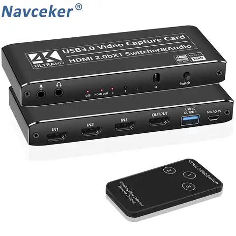2022 USB HDMI 4K60Hz видеозахват HDMI к USB карта видеозахвата донгл для игр потоковая трансляция в прямом эфире вещание с micвходом