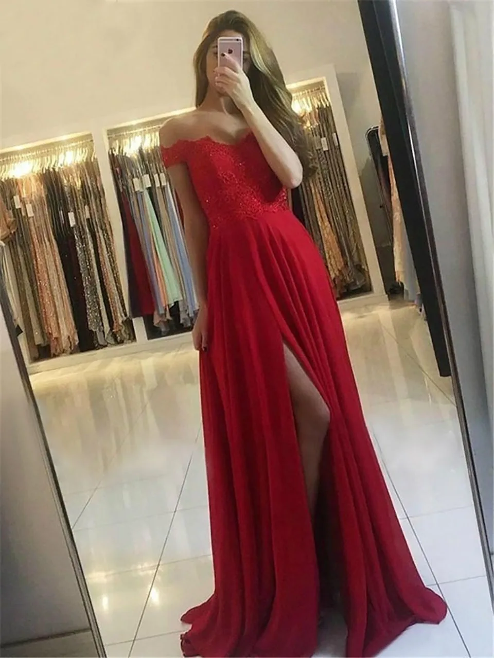 

Bridesmaid Dresses Applique Dress Chiffon Prom Party Gown New A Line Thigh-High Slits Gown One-Shoulder Custom