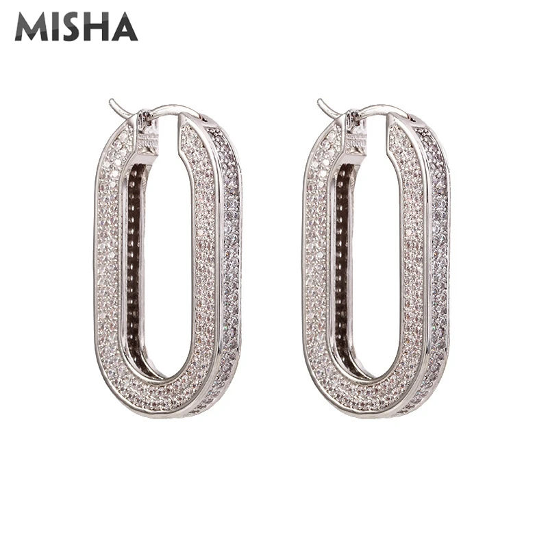 Earrings MISHA, трендовые серьги для женщин, ручная работа, имитация циркония, драгоценные камни, крюк, ювелирные серьги для девушек, подарок для девушек 02724 - Окраска металла: Earrings