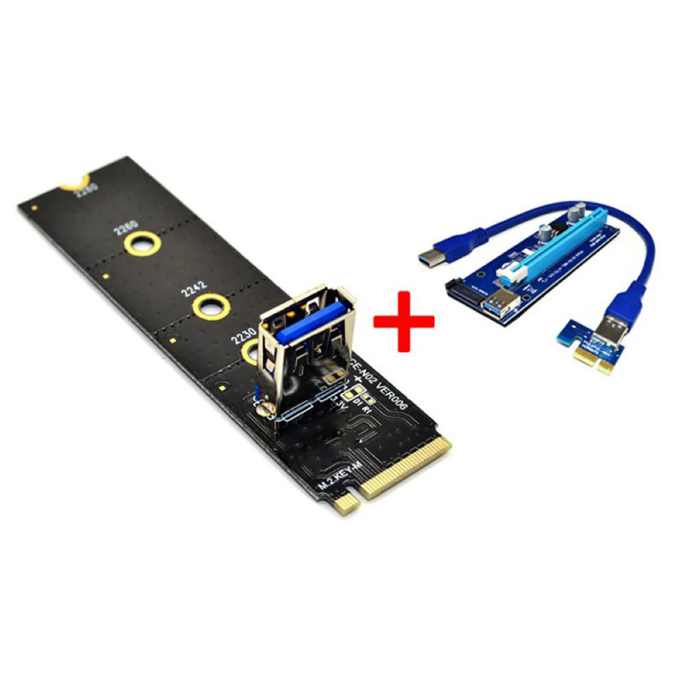 

M.2 to PCI-E X16 Slot Adapter Card NGFF Pcie Riser Card NVME VGA Extension Cable 4Pin 6Pin Sata for Miner Mining