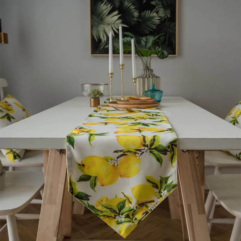 

Free Shipping Lemons Table Runner And Mats Decor Caminho De Mesa Hogar Tafelloper For Party Cotton Masa Kosucu Tisch Laufer