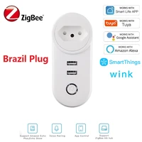 brazil zigbee 3 0 smart socket 16a br plug timing tuya app voice control home automation work with alexa smartthings google home