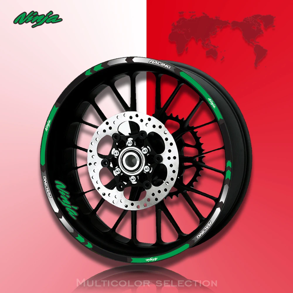 Мотоцикл клей Эмблема колеса светоотражающие наклейки обода для Kawasaki NINJA250 NINJA300