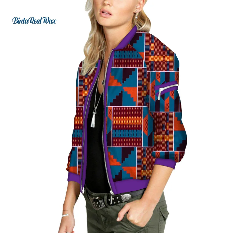 Африканский Воск для печати Курточка бомбер на молнии шнуровке в стиле ретро