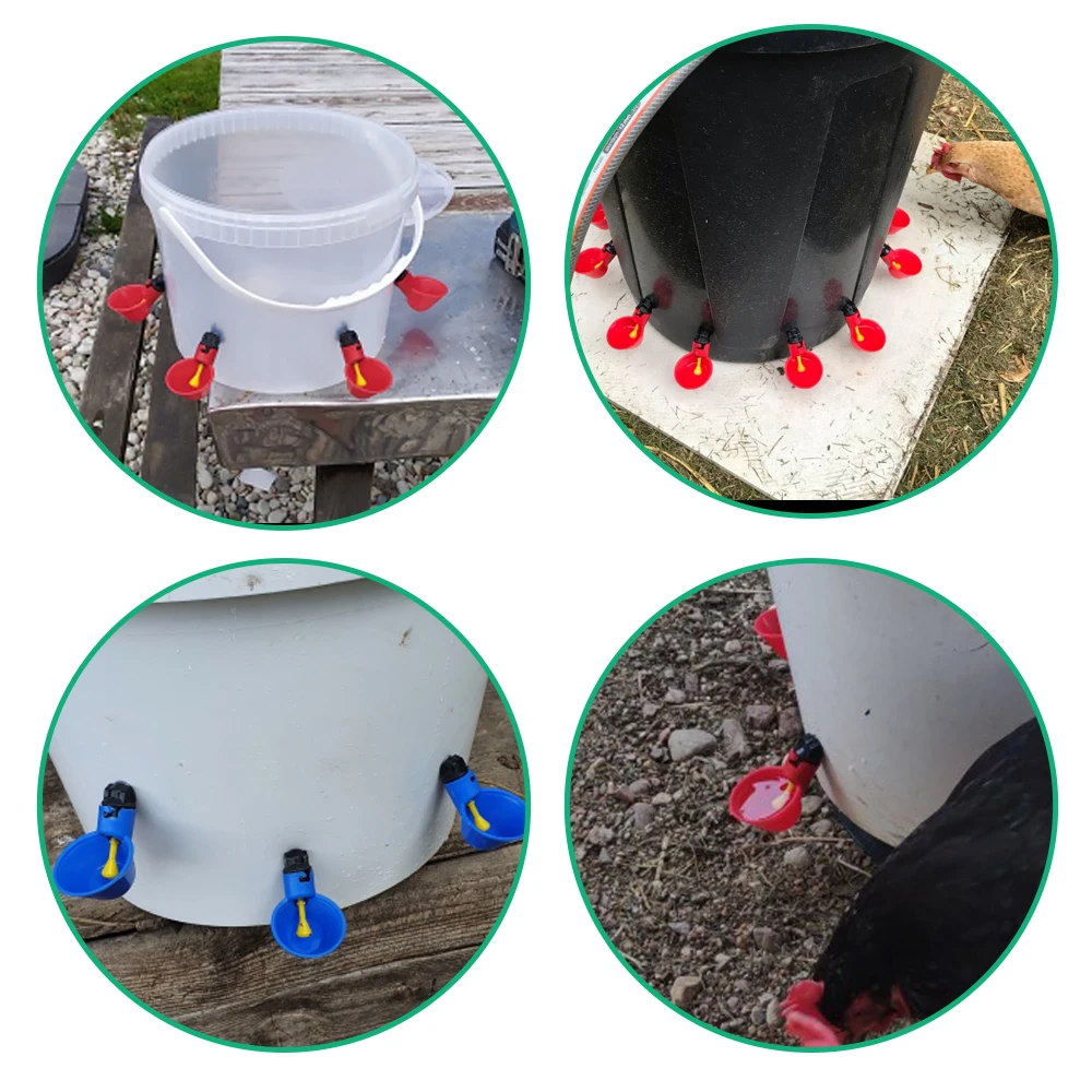 

5/10Pcs Automatic Chicken Drinker Plastic Hens Bird Quail Drinking Bowl With Yellow Nipple Poultry Farm Animal Supplies