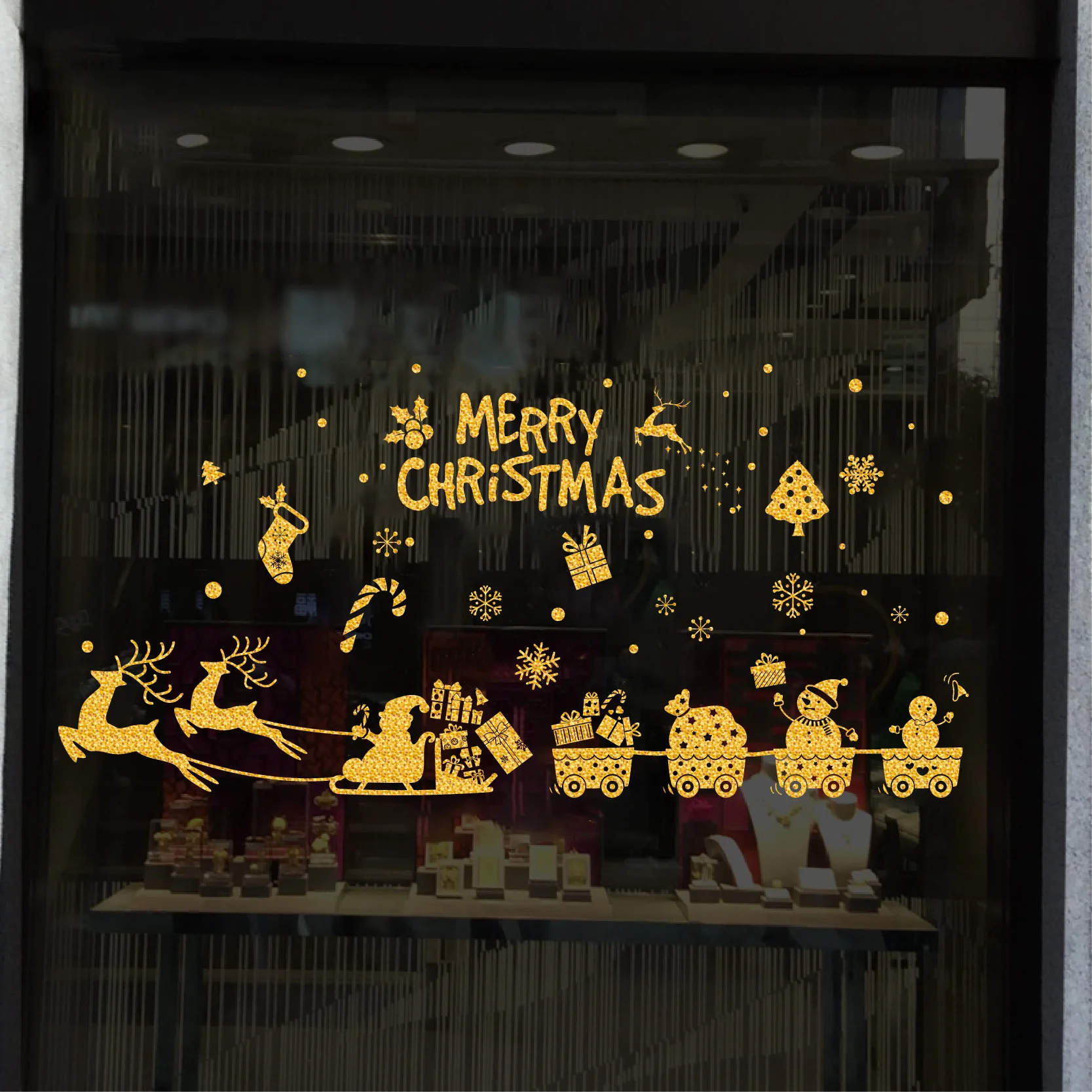 

Christmas Window Stickers Glitter Gold Pink Snowflake Electrostatic Glass Stickers Decorative Wall Stickers Christmas Stickers
